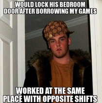 To the ass hole roommate who locked his door Next time ask to borrow my shit before you lock it up in your room