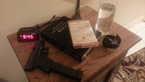 To the European imagining how Americans go to bed I give you my nightstand