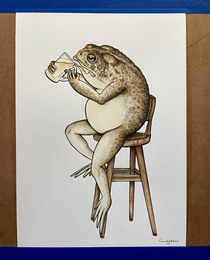 Toad Enjoying a Pint