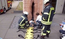 Today an american exchange student got stuck in a statue of a vagina which we have on campus