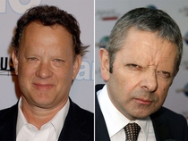 Tom Hanks and Rowan Atkinson without eyebrows