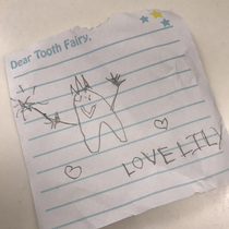Tonight I discovered my daughter thinks the Tooth Fairy is a tooth that happens to be a fairy