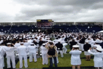 Tossing hats at the US Naval graduation ceremony