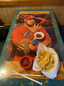 Transparent table at the Mexican restaurant