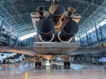 Tricked the family into a  hour vacation detour to see Shuttle Discovery Banana for scale