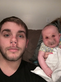 Tried to do a face swap with my infant daughter