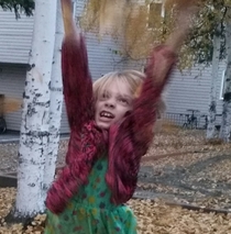 Tried to get some cute pics of the kids throwing leafs