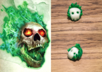 Tried to make Flameskull from DampD Instead got cute skull in the grass 