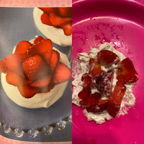 Tried to make strawberry roses with my daughter Why cant you make it look like the picture dad