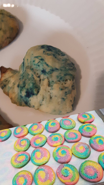 Tried to make tie dye cookies turned out looking like blue cheese