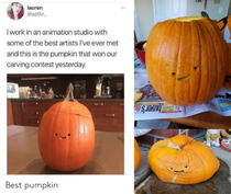 Tried to recreate a pumpkin Ive seen on Reddit and thought I did a good job until I got home from vacation