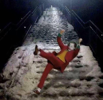 Trippin on stairs in winter