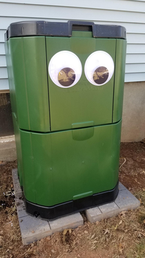 Trying to come up with a way to get my family on board for composting Added some eyeballs and named him Oscar