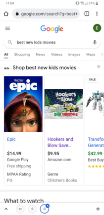 Trying to find movies for my kids but Google knows too much about me