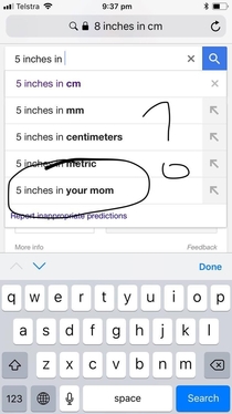 Trying to use google to convert inches into cm when 