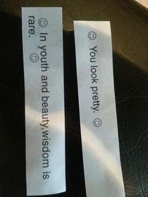 Two fortunes in one cookie - aaaaand Im offended