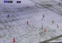 Two teams in Turkey played through the snow today One team wore white