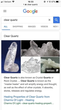 Type in clear quartz on Google and this pops up