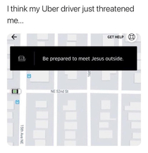 UBER driver threatened me