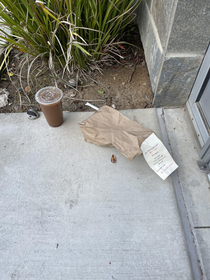 Uber Eats delivered someones order to the curb outside our three story building Its been there for a day