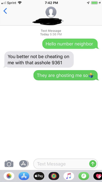 Uhhh so I texted my number neighbor and got this