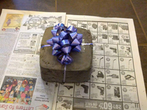 Uncle kept entombing the gifts hed send in packing tape This year his gift card is cast in concrete