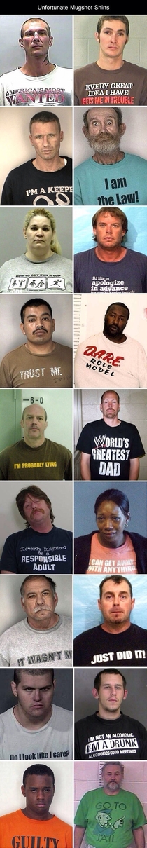 Unfortunate mugshot shirts