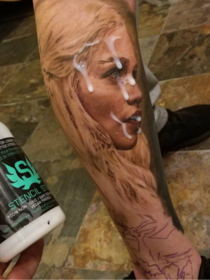 Unfortunate picture of lotion over fresh tattoo 