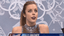 US Figure Skater Ashley Wagner with another hilarious reaction to a lower than expected score gif