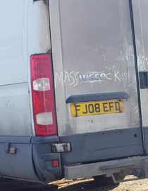 Usually writing in dirt on the back of vans isnt that funny but this did make me laugh