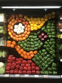Vegetable area with different kinds of peppers arranged