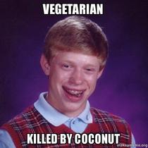 Vegetarian killed by coconut bad luck brian