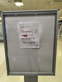 Very helpful sign from Spirit Airlines to their passengers - spotted at the Philadelphia International Airport