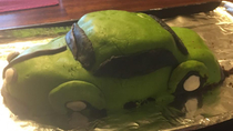 VW Bug cake my wife and son made me after binging a whole weekend on Nailed It It was actually delicious and I love them dearly