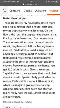 Wacky review of incense sticks on Amazon
