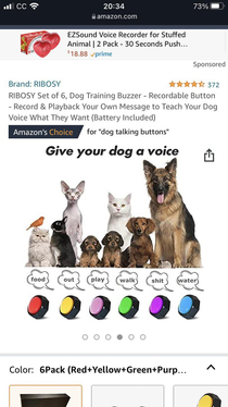 Was looking for speaking buttons for my dog I liked the sample words