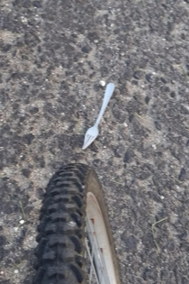 Was riding my bike to work when suddenly I came to an unexpected fork in the road