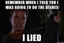 Was watching Commando when my roommate asked me about all the plates in the sink