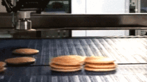 Watch this mesmerizing machine that can sort and stack  pancakes per hour