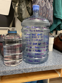 Water Bottle Words of Motivation at Different Levels - Made This One as a Joke for Co-Worker