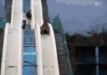 Water sliding in abandoned water park 