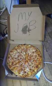 We asked Dominos to write a joke on the box