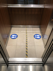 We have a new elevator etiquette at work
