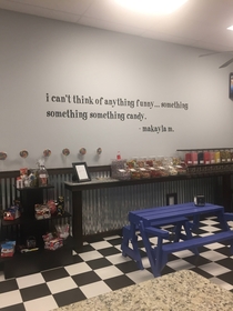 We opened a candy store and I asked my yr old daughter for a fun quote about candy