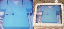 We sent this cake photo left to a cake shop and this is what we got right