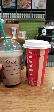 We want to Starbucks the names we gave were Flo and William they decided to use Flor and Bloin