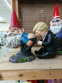 We were browsing an antique mall today and stumbled upon these at the garden gnome booth The wife saw an opportunity and took it