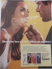 We were looking at smoking ads today in class and this little gem popped up