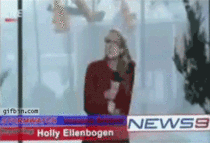 Weather Woman stopped in the middle of reporting