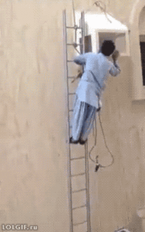 Well that ladder isnt very safe